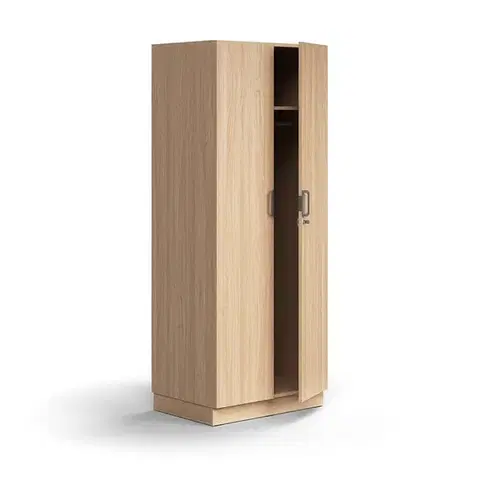 Šatní skříň QBUS, uzamykatelná, šatní tyč, sokl, 2020x800x570 mm, dub