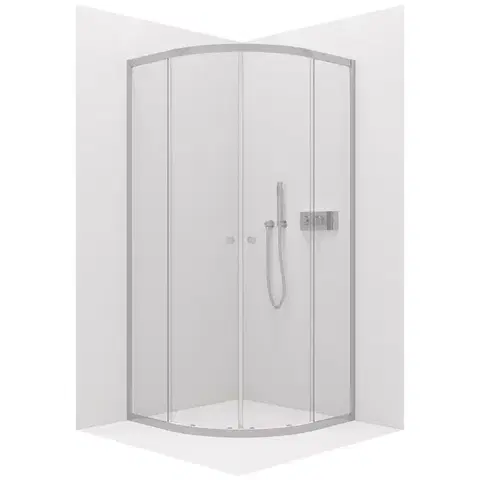 CERANO Sprchový kout Orso L/P 5 mm čtvrtkruh R550 chrom, transparentní sklo 80x80x195  posuvný CER-650479