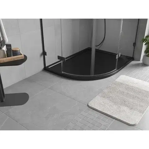 MEXEN Flow Sprchová vanička čtvrtkruh asymetrická slim pravá 100 x 80, černá mat 46Q708010R