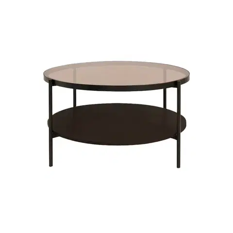 Estila Konferenční stolek Sonny, tmavý dub/sklo, Ø 84 cm