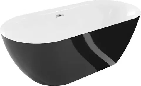 MEXEN/S Roxy volně stojící vana 170 x 80, bílá/černá, sifon a přepad chrom 51201708075-01