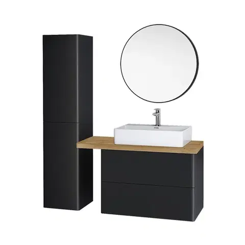 Mereo Zrcadlo kulaté pr. 60 cm, černý rám CN180