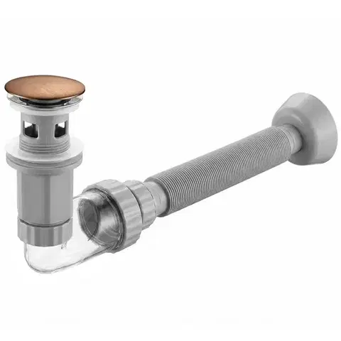 REA Umyvadlový sifon s univerzální výpustí click-clack Flow Brush Copper REA-A9497