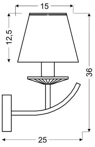 Patinovaná nástěnná lampa + organzové stínidlo 40W E14 Valencia
