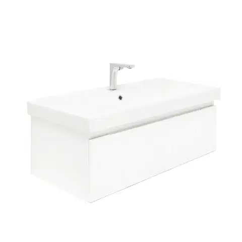 Koupelnová skříňka s baterií a umyvadlem SAT Evolution 1 98x30x44,8 cm bílá mat SATEVO100WMU1B SATEVO100WMU1B