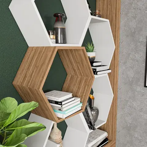 Knihovna Artemis - Walnut, White