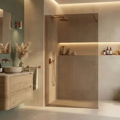REA/S Sprchová zástěna Flexi Brown / Brush Copper 90 KPL-K99573