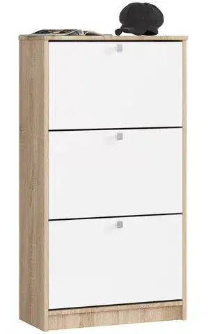 Ak furniture Botník Marienne 60 cm - 3 dvířka dub sonoma/bílý