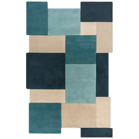 Flair Rugs, Kusový koberec Abstract Collage Teal, 200x290, modrá, vícebarevná, kancelář