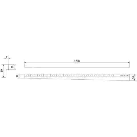 MEXEN Line-B spádová lišta nástěnná 120 cm levá, černá 187002120L