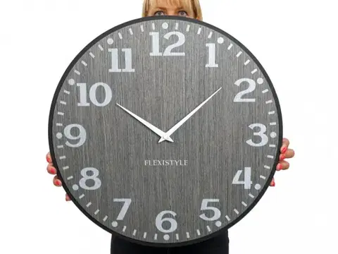 Originální nástěnné hodiny v šedé barvě
