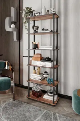 Knihovna Bookcase 6 Rect - Walnut