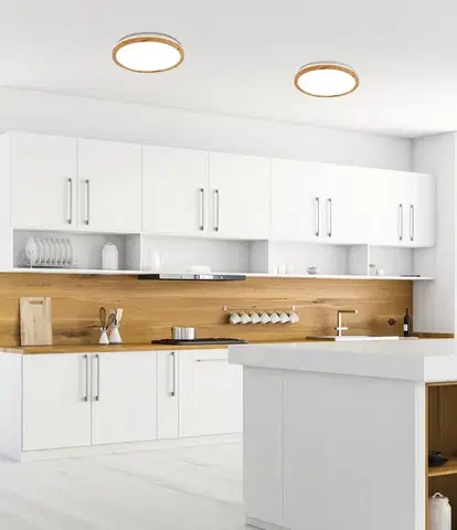 stropní lampa Kato LED 16W bílá, světlé dřevo