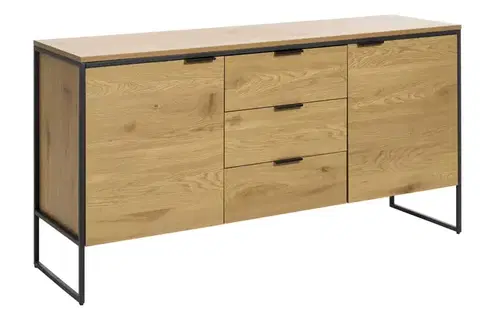 Estila Příborník Holstebro, dub/černý kov, 155 cm
