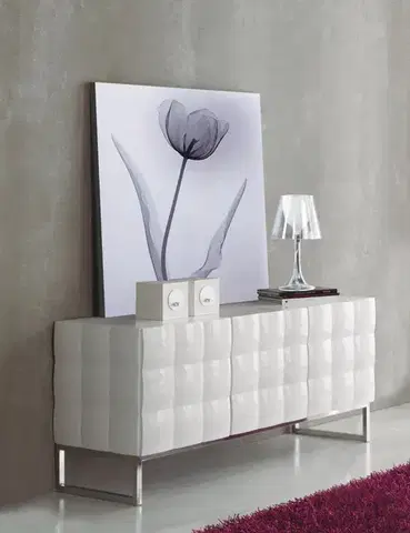 Estila Lesklý moderní příborník Donato 150cm v bílé barvě