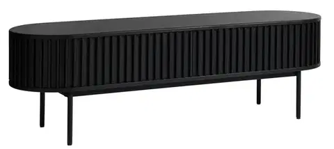 Estila TV stolek Odense, černý dub, lamelový, 160 cm