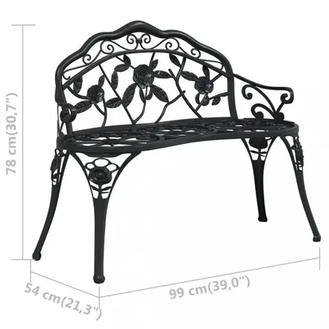 Zahradní lavice 100 cm litý hliník Dekorhome