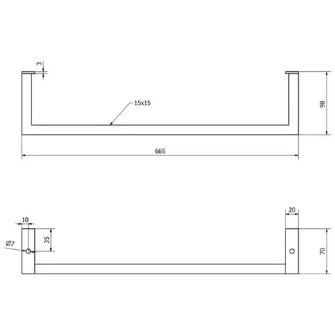 AQUALINE HANG držák ručníků pod umyvadlo 665x98, černá mat HG665