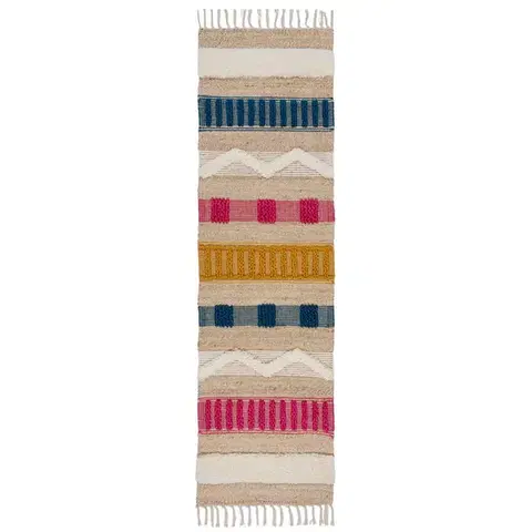 Flair Rugs, Běhoun Jubilant Medina Jute Natural/Multi, 60x230, vícebarevná, ložnice