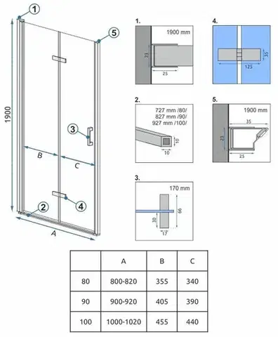 REA/S Sprchové Dveře Molier Chrome + Profil 80 KPL-K6367