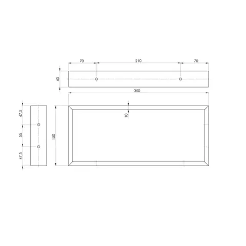 SAPHO Podpěrná konzole 350x150x40, lakovaná ocel, černá mat, 1 ks 30365