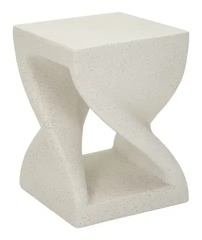 Estila Moderní čtvercový příruční stolek Twist se zatočeným designem s policí v bílém kameninovém provedení 45 cm