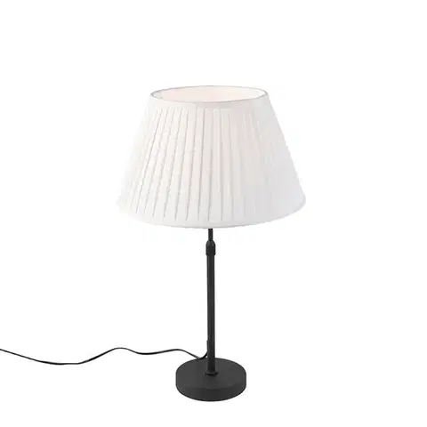 Stolní lampa černá s plisovaným stínítkem krémové barvy 35 cm nastavitelná - Parte
