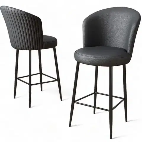 Bar Stool Set (4 Pieces) Uras - Anthracite, Black