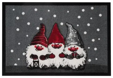 Hanse Home, Rohožka Vánoce - 3 trpaslíci 103037 - na ven i na doma, 40x60, červená, chodba / předsíň