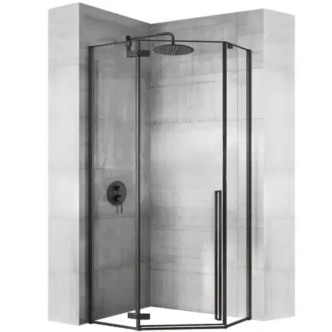 REA/S Sprchový kout DIAMOND 90x90,matná černá s černou sprchovou vaničkou  Diamond KPL-15622