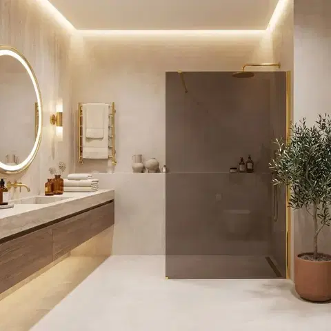 REA/S Sprchová zástěna Flexi Brown / Gold 140 KPL-K99688