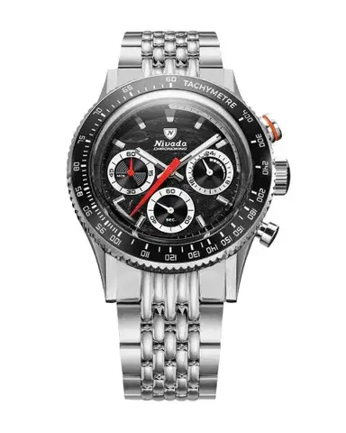 Nivada Grenchen Chronoking Mecaquartz Racing Black - Inter. Bezel - Beads of Rice