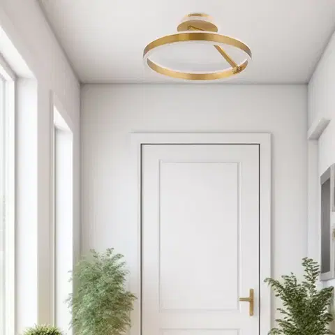 Stropní lampa RINEUS zlatá 20W LED bezbarvé krystaly PRŮMĚR 40CM