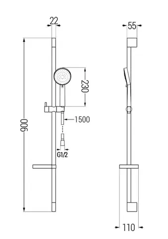 MEXEN/S DS75 posuvný sprchový set, chrom 785754583-02