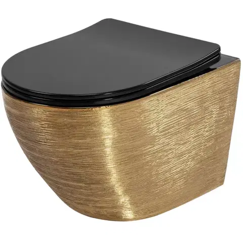 REA Závěsná WC mísa Carlo Mini Tornado Black Brush Gold REA-C4330