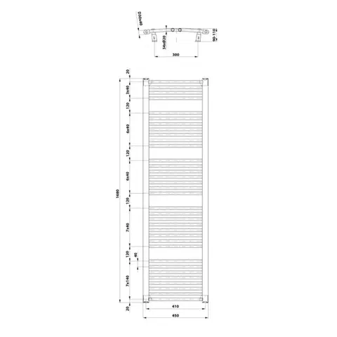 AQUALINE ORBIT otopné těleso s bočním připojením 450x1680 bílá ILO64T