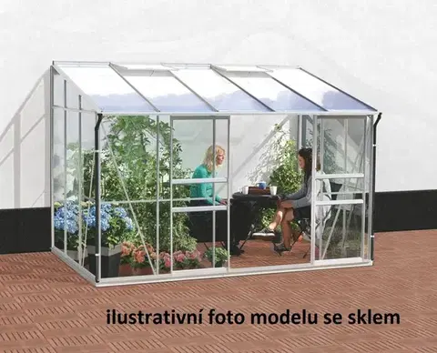 Skleník ke stěně VITAVIA IDA 6500 polykarbonát stříbrný Dekorhome