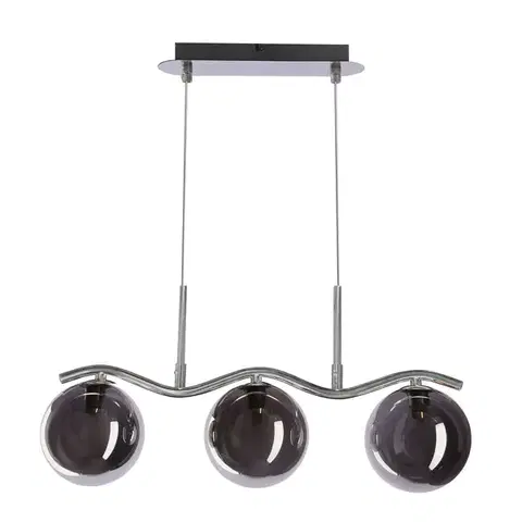 Závěsná lampa LUMOS 3x20W G9 chromované skleněné stínidlo 14 cm grafitové moderní elegantní svítidlo obývací pokoj jídelna kuchyň glamour