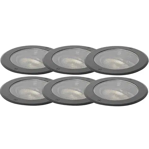 Sada 6 stmívatelných venkovních zemních bodových svítidel černých IP65 vč. LED - Delux Honey