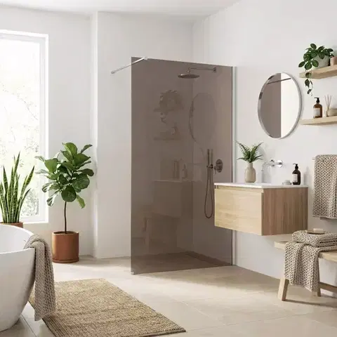 REA/S Sprchová zástěna Flexi Brown / Chrome 80 KPL-K99075