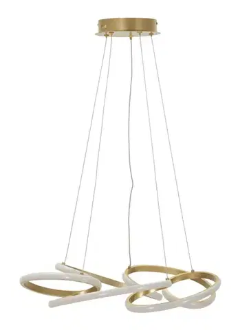 Estila Glamour moderní LED lustr Wera se zlatou kovovou konstrukcí s ohýbaným designem smyček se třemi stupni teploty 120 cm