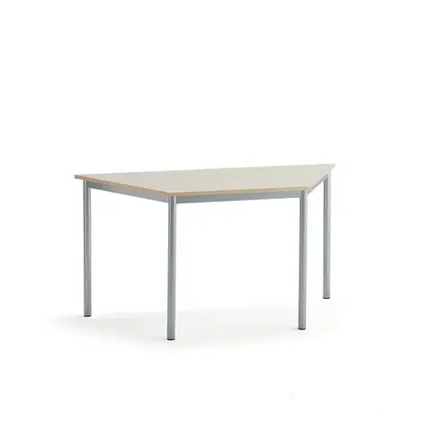 Stůl SONITUS TRAPETS, 1400x700x720 mm, stříbrné nohy, HPL deska tlumící hluk, bříza