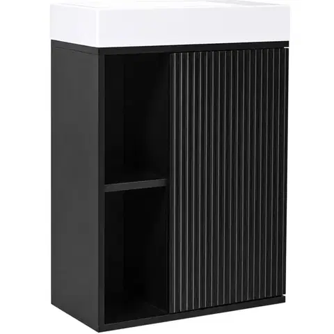 CERANO Umyvadlová skříňka pro WC Sofia černá matná + umyvadlo z lit. mramoru Sofia bílá matná 50x70x25  CER-092944