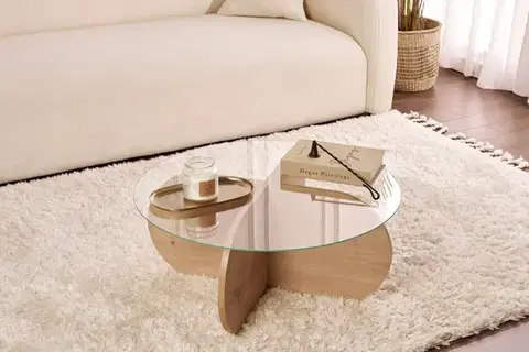Konferenční stolek Aeris - Sapphire Oak, Transparent