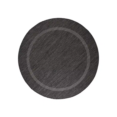 Ayyildiz, Kusový koberec Relax 4311 Black kruh, 120x120 (průměr) kruh, černá, chodba / předsíň