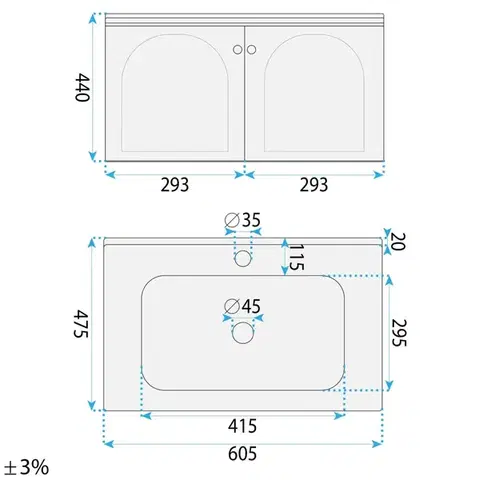 REA Sada koupelnového nábytku s umyvadlem Denver 60cm Grey REA-M0010