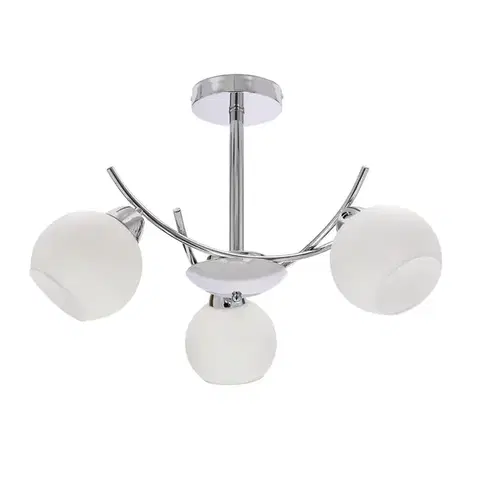 AMOS Chromová závěsná lampa 3x40W E27 bílé stínidlo