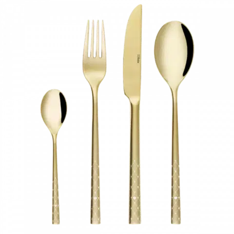 Sada příborů 16 ks – Living PVD Champagne – Laser Glamour Love - 107076