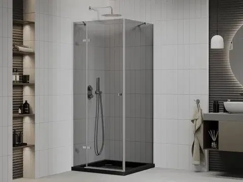 MEXEN/S Roma sprchový kout 80x80, grafit, chrom + černá vanička se sifonem 854-080-080-01-40-4070