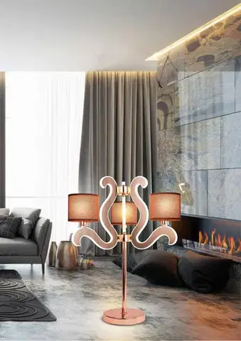 Stolní lampa s 3 LED světelnými rameny, měděná, Ambrosia